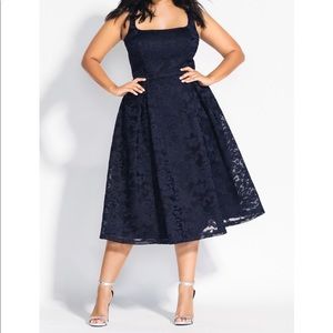 City Chic Black Lace Backless A-Line Dress